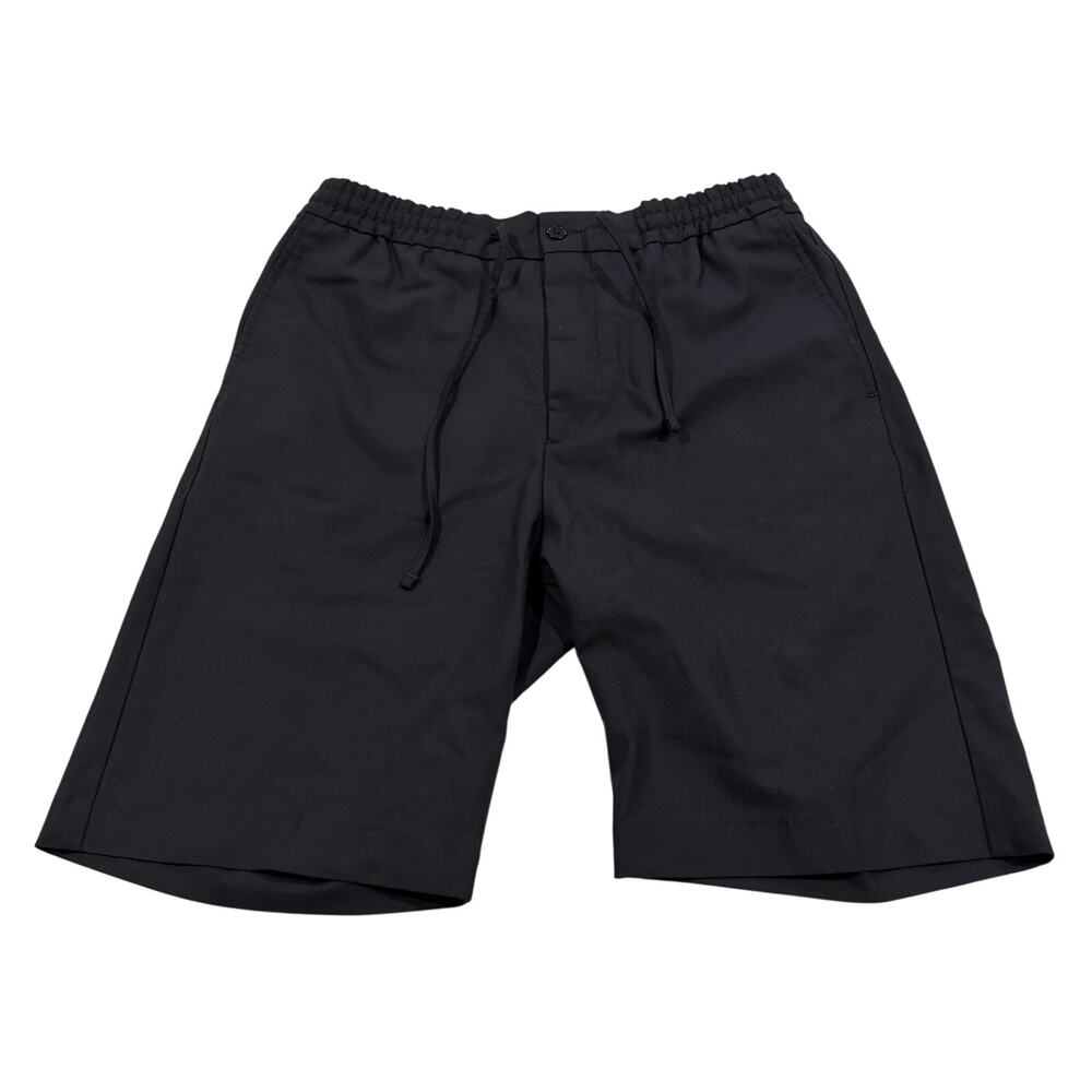 NN07 Mens Drian Shorts Size 32 Black Virgin Wool Blend Elastic Waist Drawstring
